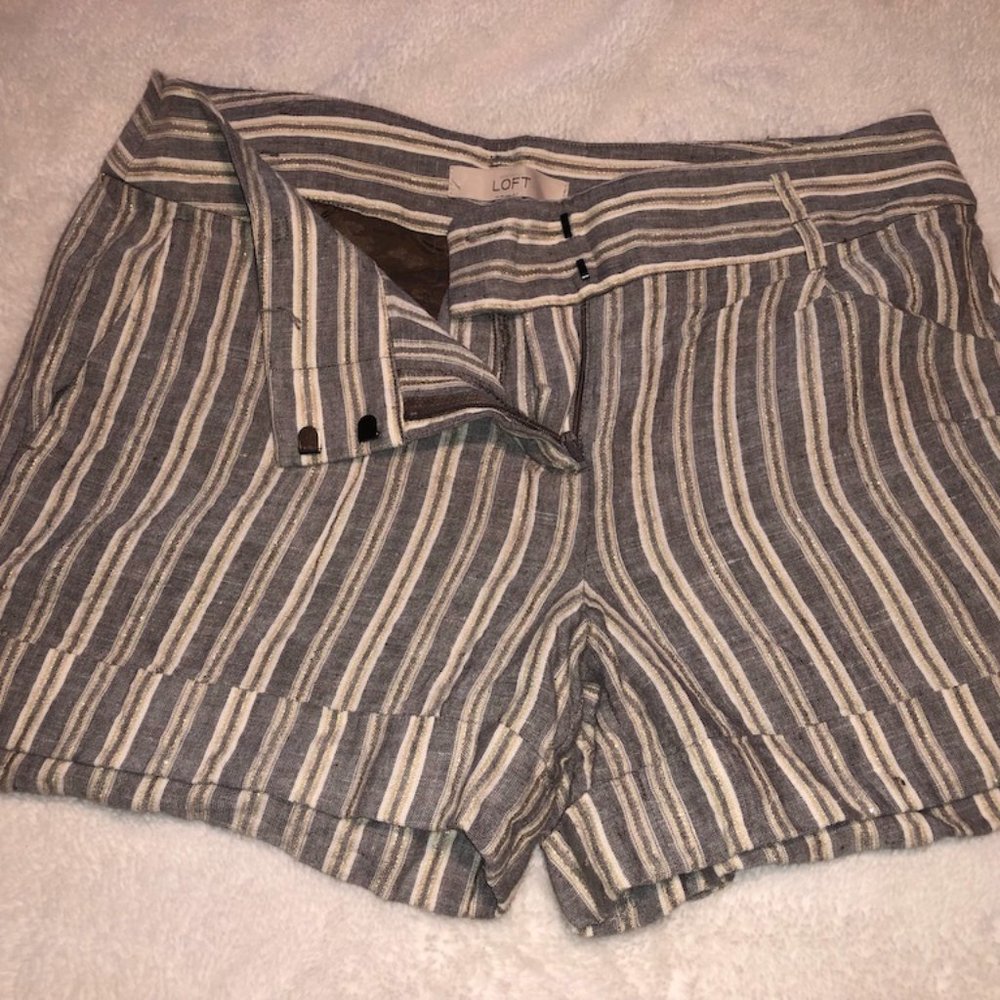 Loft Striped Linen Shorts